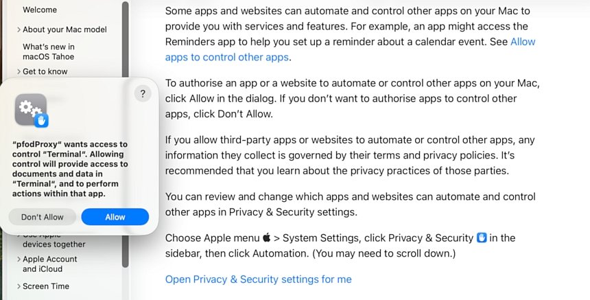 Allow pfodProxy to control Terminal dialog