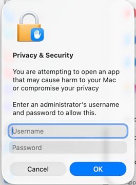 Enter administrator password dialog