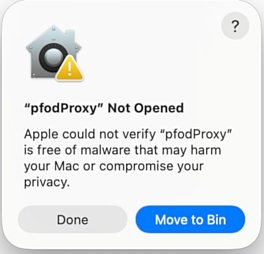 pfodProxy Not Opened alert