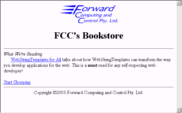 Bookstore Front Page